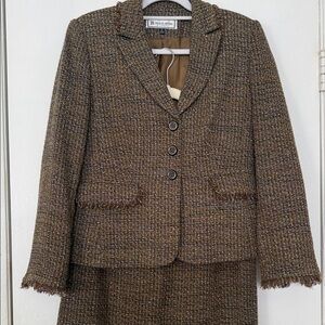 Travis Ayers Tweed Blazer and Skirt Suit Set